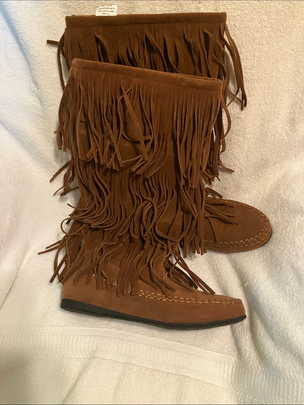 Hot Cakes Brown Fringe Moccasin Boots